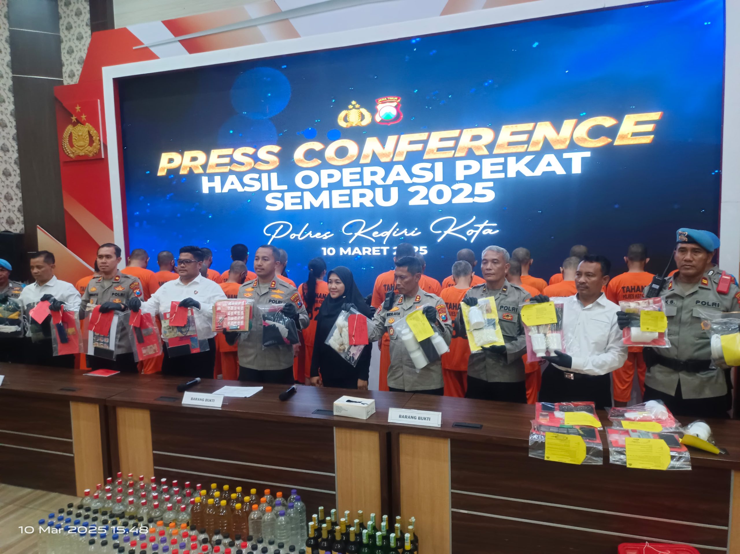 Operasi Pekat 2025, Polres Kediri Kota Amankan 21 Tersangka, dan Ini Barang Buktinya